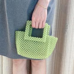 Wholesale handmade resin green beaded Handbag Pearl Bag Famous Design Women Acrylic tote Bag Summer Bag Hollow Out 2024