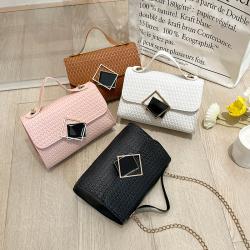 Pu Cover Chains Single Shoulder Crossbody Bag Flower Printing Handbags for Women Pure Color Fashion Bag