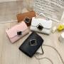 Pu Cover Chains Single Shoulder Crossbody Bag Flower Printing Handbags for Women Pure Color Fashion Bag