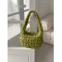 Fashion creative design pleated plaid shoulder bag   trendy multi-color handbags   Soft Nylon hand bags for women