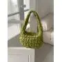 Fashion creative design pleated plaid shoulder bag   trendy multi-color handbags   Soft Nylon hand bags for women