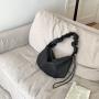 2024 Factory Wholesale High Quality PU Leather Tramp Bag Drawstring Pleated Design Crossbody Large Capacity Tote Bag Women