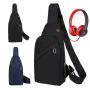 Plain Color Single Shoulder Crossbody Bag Multifunction Sports Chest Bags With Headphone Hole For Men