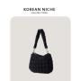 New Korean nylon pleated design puff bag bloated cotton shoulder bag fashionable versatile handbag bag for women