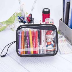 Gelory Pencil Stationery Bag for Office Colleague Adult Teen Student, Clear Zipper Pencil Pouch Transparent Pen Pouch