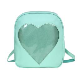 China Factory Custom Fashion PU Leather Clear PVC Window Pin Bag Women Girls Designer Ita Bags School Backpack