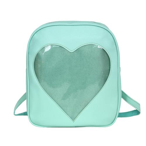 China Factory Custom Fashion PU Leather Clear PVC Window Pin Bag Women Girls Designer Ita Bags School Backpack