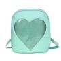 China Factory Custom Fashion PU Leather Clear PVC Window Pin Bag Women Girls Designer Ita Bags School Backpack