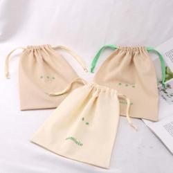 Eco-Friendly Different Size Cotton Linen Baby Shoe Dust Bag For Packaging Shopping Drawstring Muslin Shoe Pouch