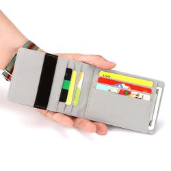 ZHF012 Men's Fashion Wallet RFID Cross Pattern Card Bag PU Card Clip Korean Creative Elastic Band US Dollar Clip Wholesale