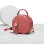 2024 Custom Embroidery Genuine Leather Round Handbag For Women Ladies Luxury Bag