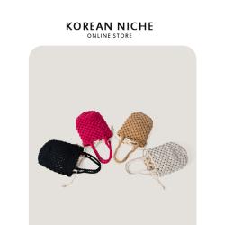 Large Capacity Cotton Rope Material Soft Portable Handbag Shoulder Bag With Design Shopping Bags Women Shoulder