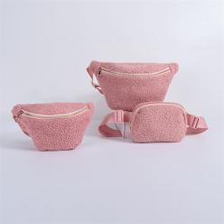 Winter Sherpa Fleece Crossbody Waist Bag Belt Fuzzy Teddy Fanny Packs Small Large Size Cream Pink Black Brown Teddy Waist Pack