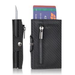 Factory direct leather metal wallet carbon fiber card holder pu leather aluminum card holder wallet
