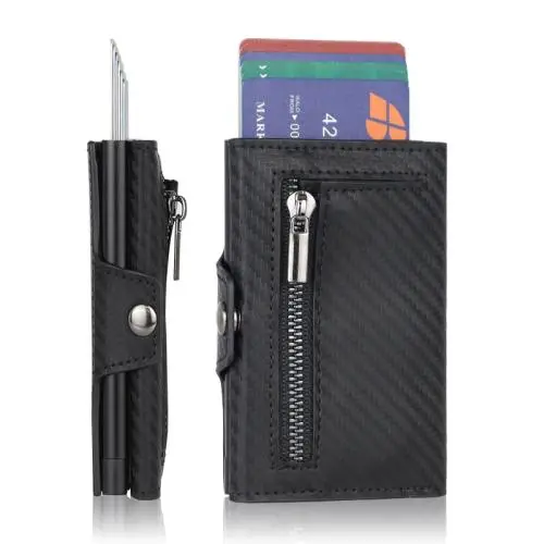 Factory direct leather metal wallet carbon fiber card holder pu leather aluminum card holder wallet