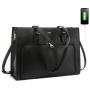 Fashion Waterproof Office Tote Bag Briefcase with USB Port Leather Shoulder Handbag Travel Business School Laptop Bag for Women