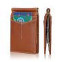 Popular Design RFID Blocking Slim Bifold Genuine Leather Minimalist Front Pocket Wallets High Quality Leather Money Clip