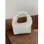 Retro hollow pearl handmade woven beaded handbag carteras para mujer 	 sac a main