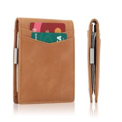 Minimalist Men's Wallet Money Clip PU Leather Mens Clip Wallet RFID Leather Money Clip