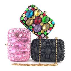Custom New Handmade Double Sided Water Diamond Beaded Party Women's Handbag clutch bags elegant evening bags
