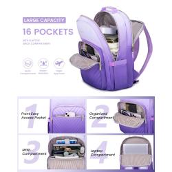 Laptop Backpack for Women 15.6 Inch Gradient Backpack Purse Cute Quilted Waterproof Teacher Computer Bag for Travel Work College