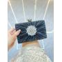 New Arrival Ladies Glitter Striped Pleated Evening Bag Rhinestones Flower Dress Wedding Clutch Bags Handbags For Woman