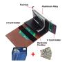 Automatic Pop Up Credit Card Holder RFID Blocking Function PU Leather Wallet With Aluminum Metal Card Case