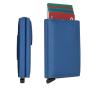 Wholesale leather pop up wallet card holder men aluminum card case leather metal card holder