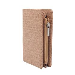 Real Cork Leather Wallet Zipper Around Mini Women Purse With Coin Pouch