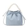 2024 Pearl Handheld Cloud Bag Versatile Lady's Crossbody Fresh Water Bucket Bag Fashionable Women's Shoulder Bag Handmade