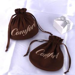 Custom Logo Printed Ellipse Cotton Linen Gift Drawstring Packaging Bag  Brown Candle Cosmetic Cotton Dust Pouch