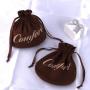 Custom Logo Printed Ellipse Cotton Linen Gift Drawstring Packaging Bag  Brown Candle Cosmetic Cotton Dust Pouch