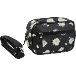 Gelory Wholesale Promotional Custom Logo Little Daisy Zipper PU Leather Makeup Bag Cosmetic Bags