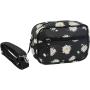 Gelory Wholesale Promotional Custom Logo Little Daisy Zipper PU Leather Makeup Bag Cosmetic Bags