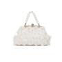 New flower bead embroidered ladies white embroidered pearl handbag banquet bridal wedding handbag evening bags