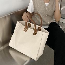 Wholesale And Custom Canvas With Genuine Leather Large Shopping Bag Chain Shoulder Tote Bag Luxury Women's Handbag