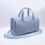 Customizable Women Men Blue Tweed Gym Sports Handbag Custom Logo Design Weekender Duffel Classic Carry On Travel  Duffle Bag
