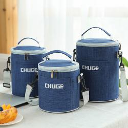 Customized Round Insulated Thermal Food Carry Bag Cooler Lunch Box Bag with Shoulder Strap