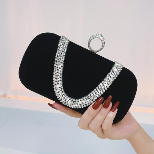 Wholesale Women Handbags Trendy Luxury Lady Party Rhinestone Diamond Hand Bags Black Velvet Clutch bag