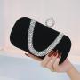 Wholesale Women Handbags Trendy Luxury Lady Party Rhinestone Diamond Hand Bags Black Velvet Clutch bag