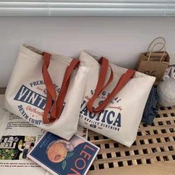 Wholesale Fashionable Custom All-match Letters Printed Tote Bag Casual Large-capacity Canvas Bag