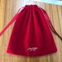 Custom Logo Reusable Red Black Velvet Cotton Linen Packaging Bag For Cosmetic