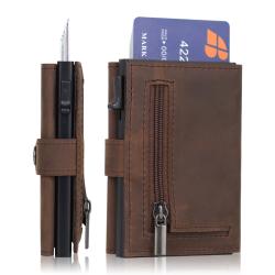 Metal Rfid Blocking Wallet Credit Card Holder Rfid Blocking Leather Aluminum Wallet