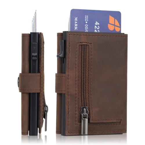 Metal Rfid Blocking Wallet Credit Card Holder Rfid Blocking Leather Aluminum Wallet