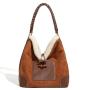 2024 autumn and winter new lamb wool stitching versatile Tote Bag armpit tide popular wool bag
