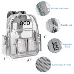 Custom Durable Clear Backpack School Work Stadium Security Travel See Through Backpacks Transparent Clear Large SchoolBag