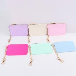 Keymay RTS Stock Waterproof Personalized Chenille Patches Cute Nylon Card Holder Wallet Mini Keychain Wallet Coin Purse Keychain
