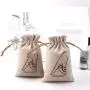 Eco-friendly Jute Coffee Tea Sack Bag Custom Logo Printing Drawstring Christmas Gift Packing Brualp Pouch