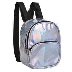 Travel College Students Backpack Daypacks Custom Laser Holographic PU Leather School Bag Bookbags