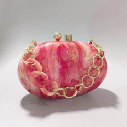Bulk Wholesale Oval Acrylic Fashion Crossbody Shoulder Bag Pink Evening Clutch Bag Acrylic Purse Handbags Woman